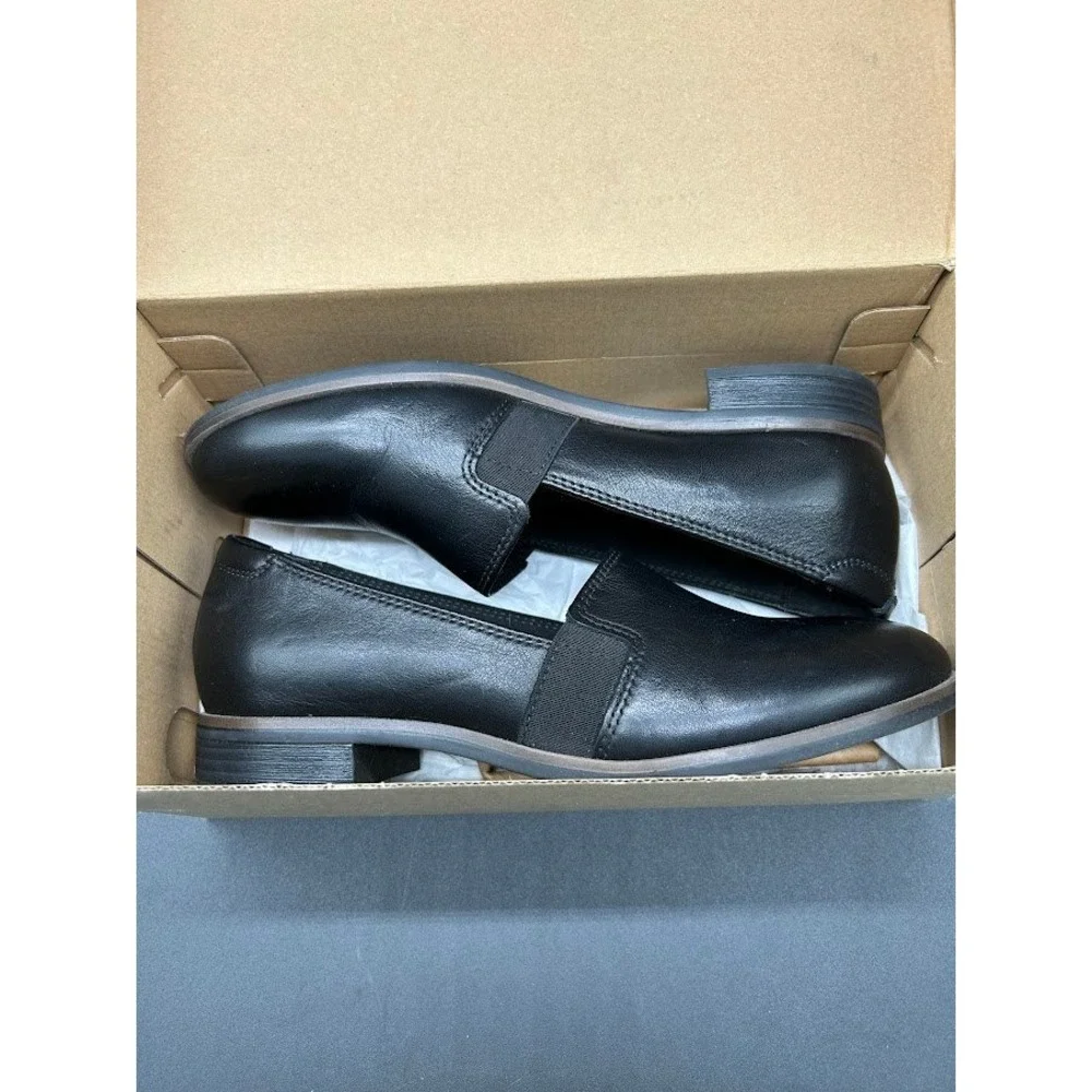 Clarks Collection Juliet Loxley Black Leather Loafer Flats Women's Shoes